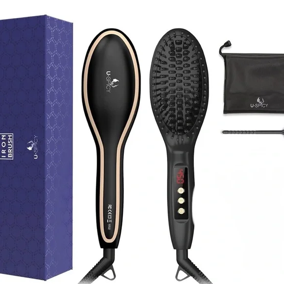 Black Hair Straightening Brush - Picture 1 of 3